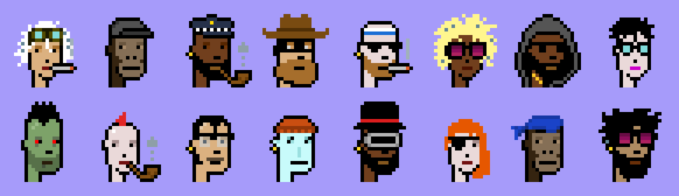 A grid of CryptoPunks from the V1 contract.